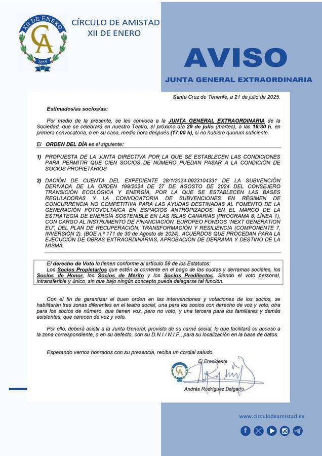 Cartel Junta General